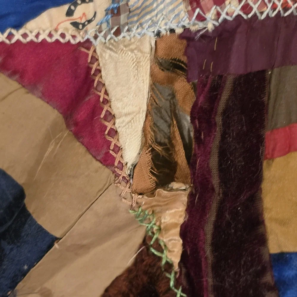 OOAK antq/vtg crazy quilt top  60x64( Unfinished )